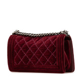シャネル ボーイシャネル25 ココマーク チェーン ショルダーバッグ ワインレッド ベロア レディース CHANEL 【中古】